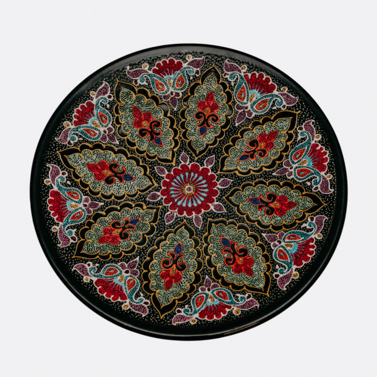 Unik handgjord dekorativ tallrik från Uzbekistan, 28 cm, droppteknik